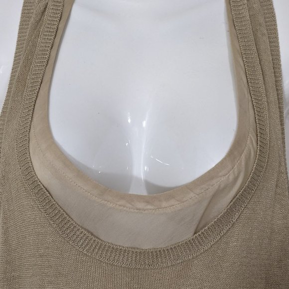 Brochu Walker RARE Layered Linen Tan Sleeveless Sweater Maxi Dress - size S - Picture 7 of 15
